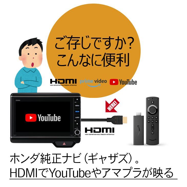 ホンダ純正ナビ【ギャザズ】｜HDMIを新設してYouTubeやプライムビデオ